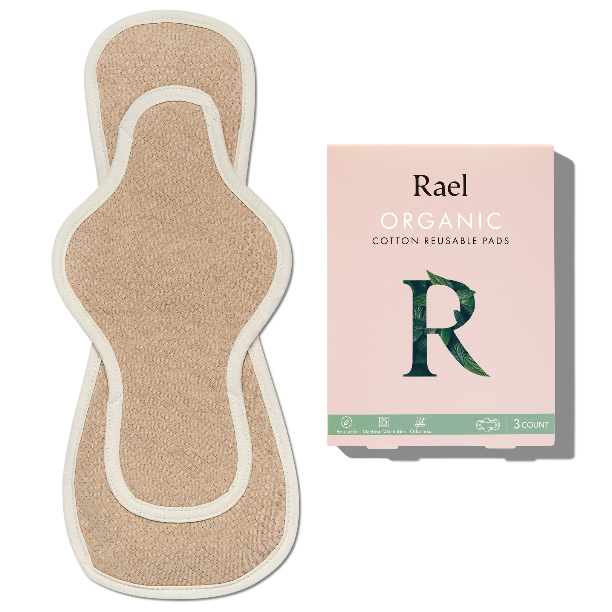 Organic Cotton Reusable Menstrual Pads - 3 Count