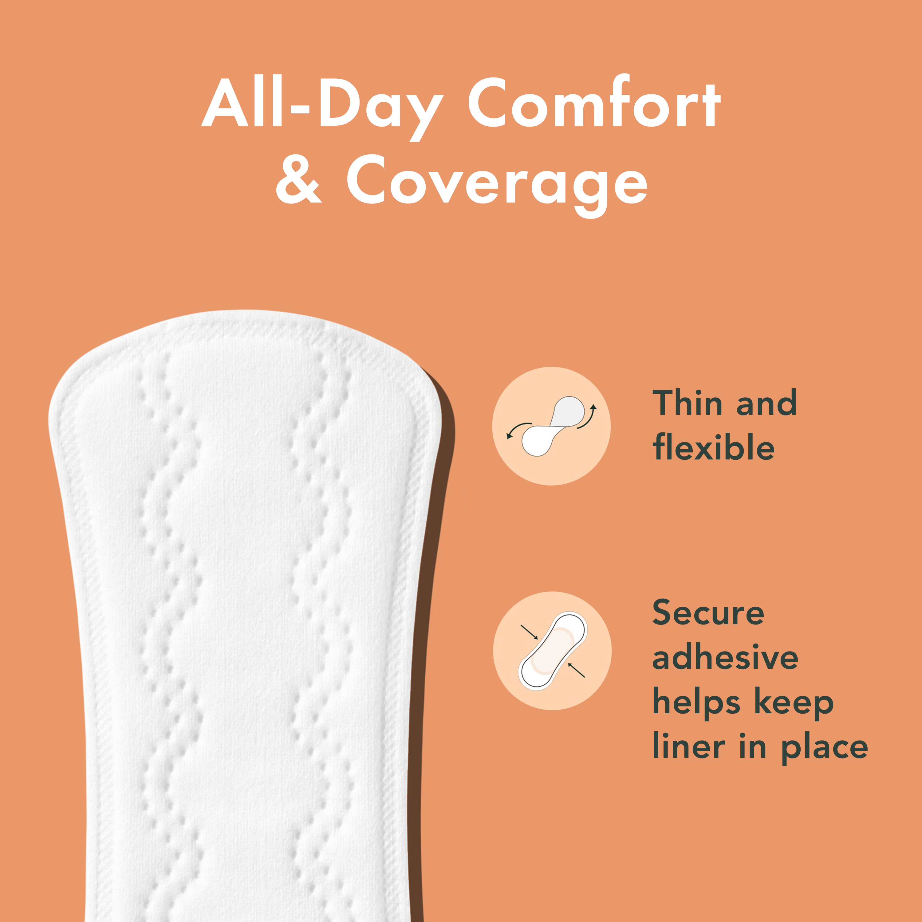 Long Unscented Panty Liners Made With Organic Cotton